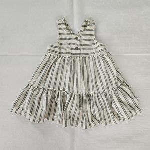 💕✨️Rylee & cru baby girls dress stripe green cream 12/18 months